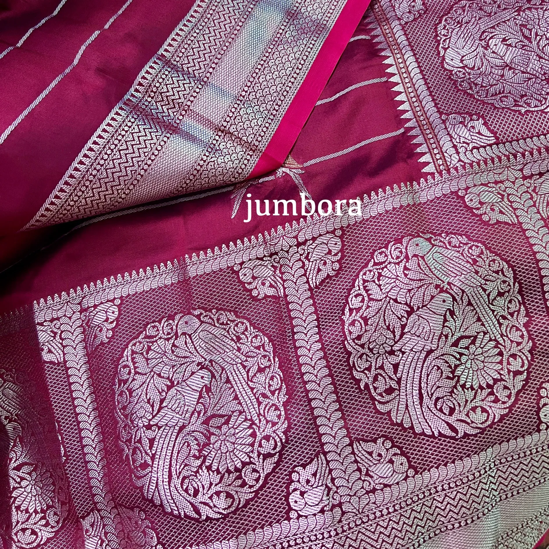 Maroon Banarasi Tanchoi Silk Saree with Stitched Blouse