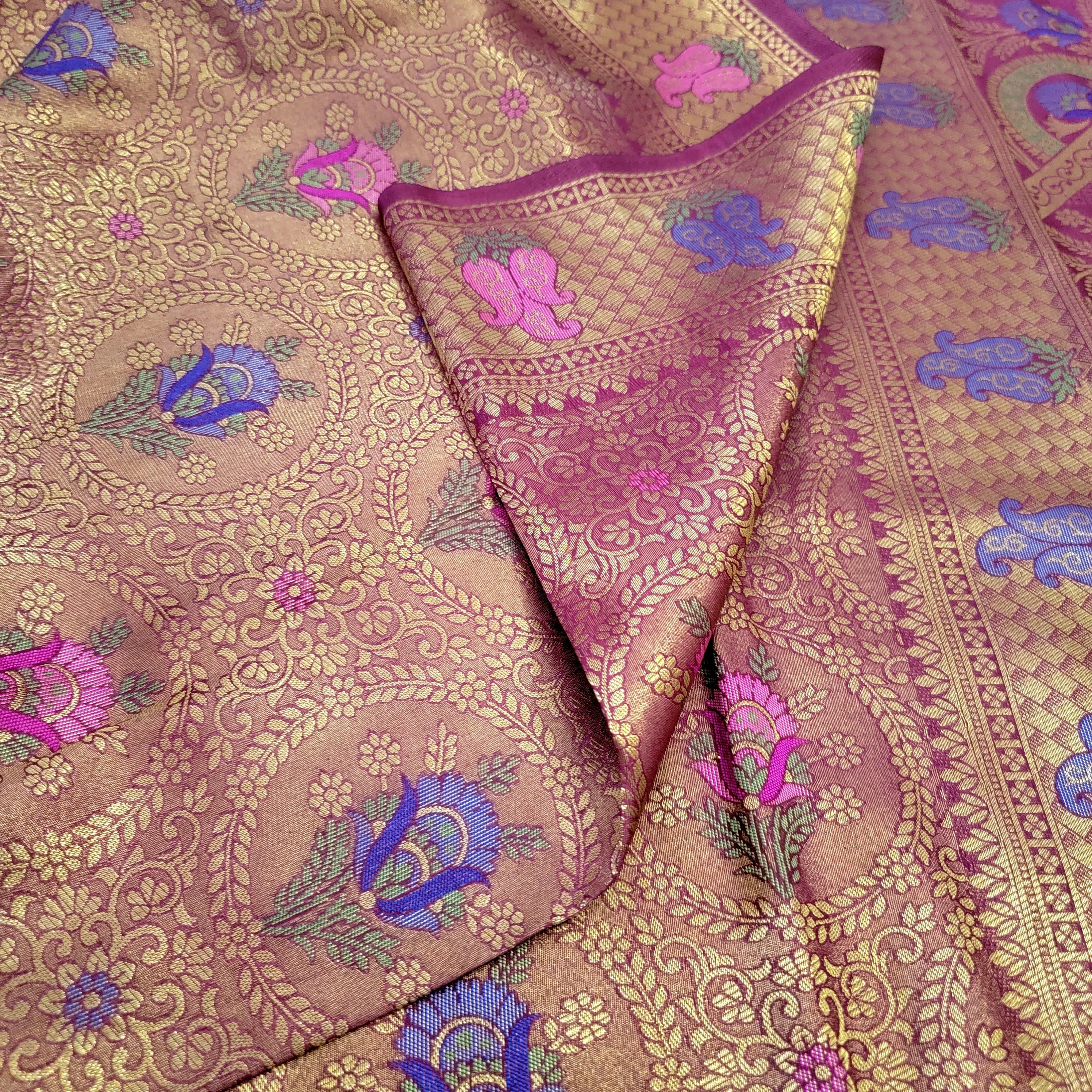 Maroon soft Banarasi Silk Saree with stitched Blouse