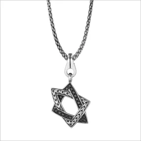 Men's Centauro Large Star of David Sterling Silver & Black Diamond Pendant