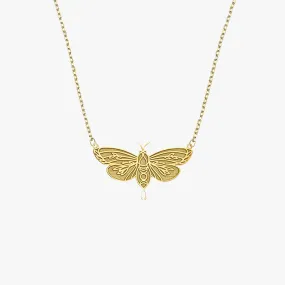 Moth Necklace | 14K Solid Gold