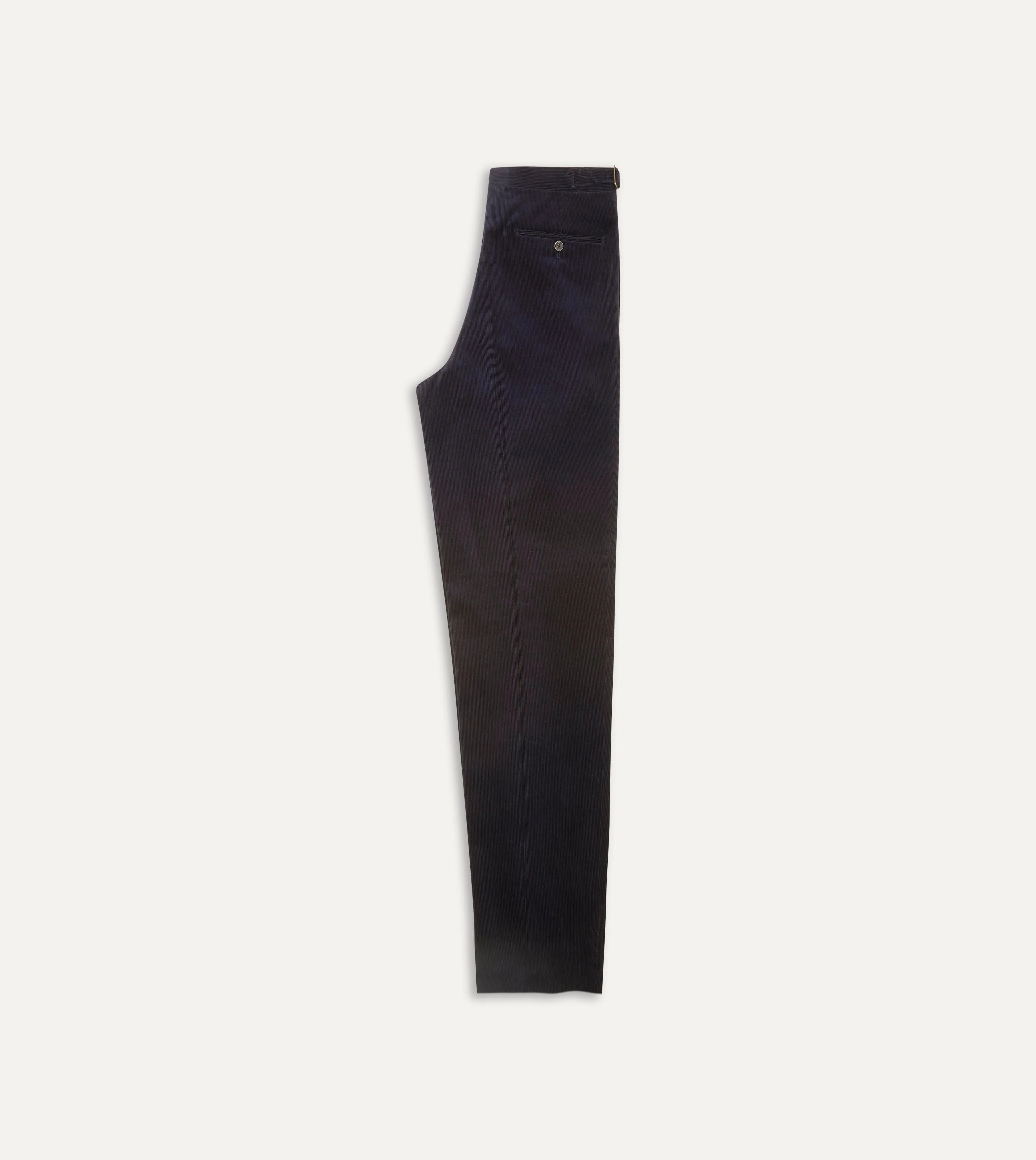 Navy Mid-Wale Corduroy Single Pleat Trouser