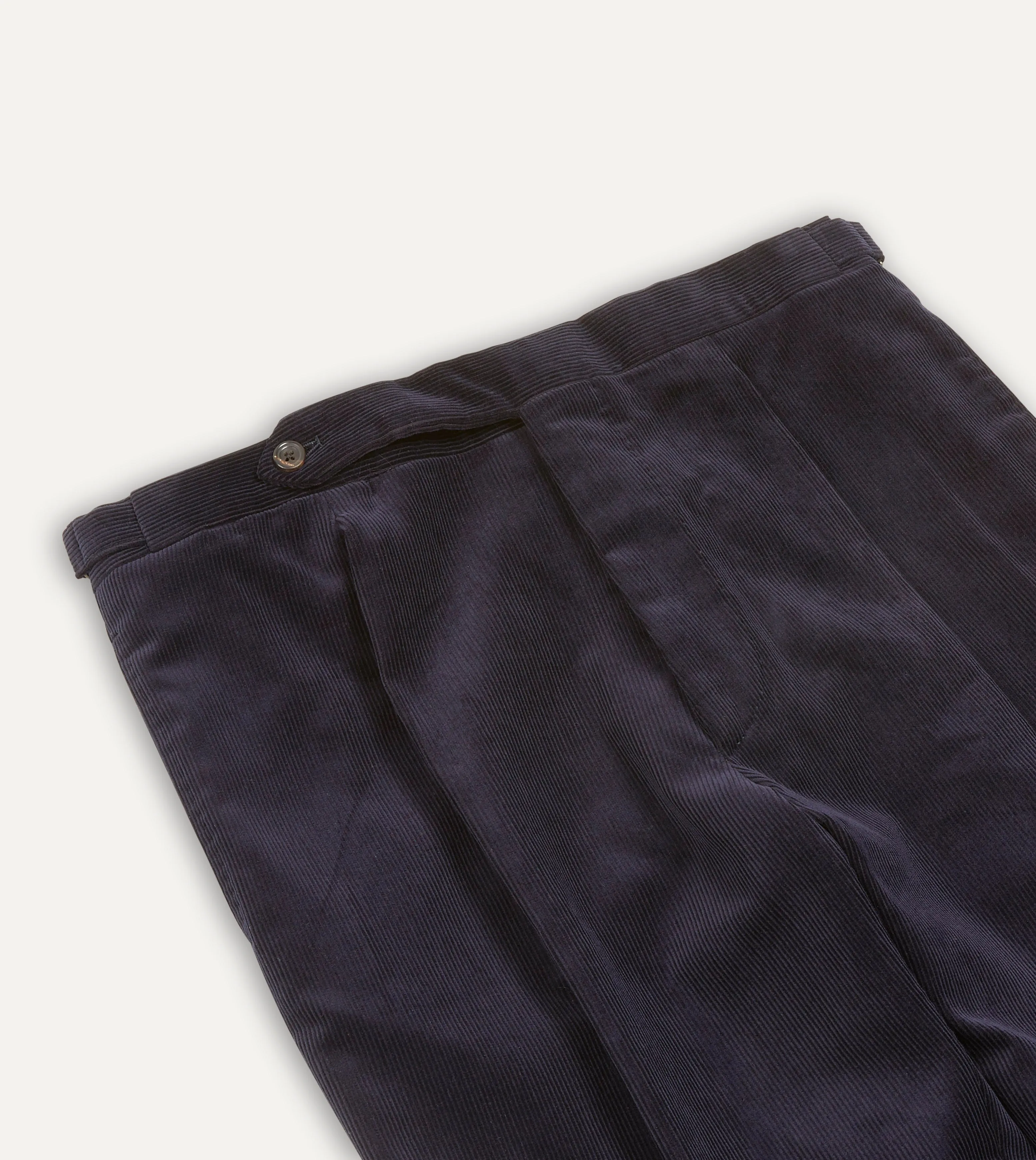 Navy Mid-Wale Corduroy Single Pleat Trouser