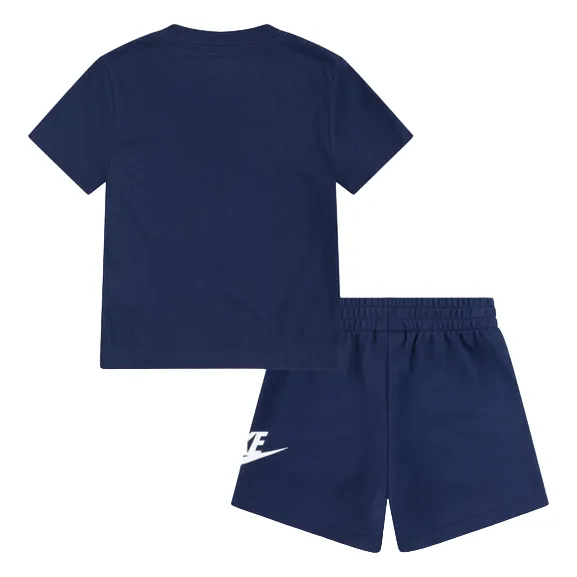 Nike children's Club set short sleeve t-shirt and cotton shorts with logo 86L596-U90 blue