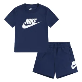 Nike children's Club set short sleeve t-shirt and cotton shorts with logo 86L596-U90 blue