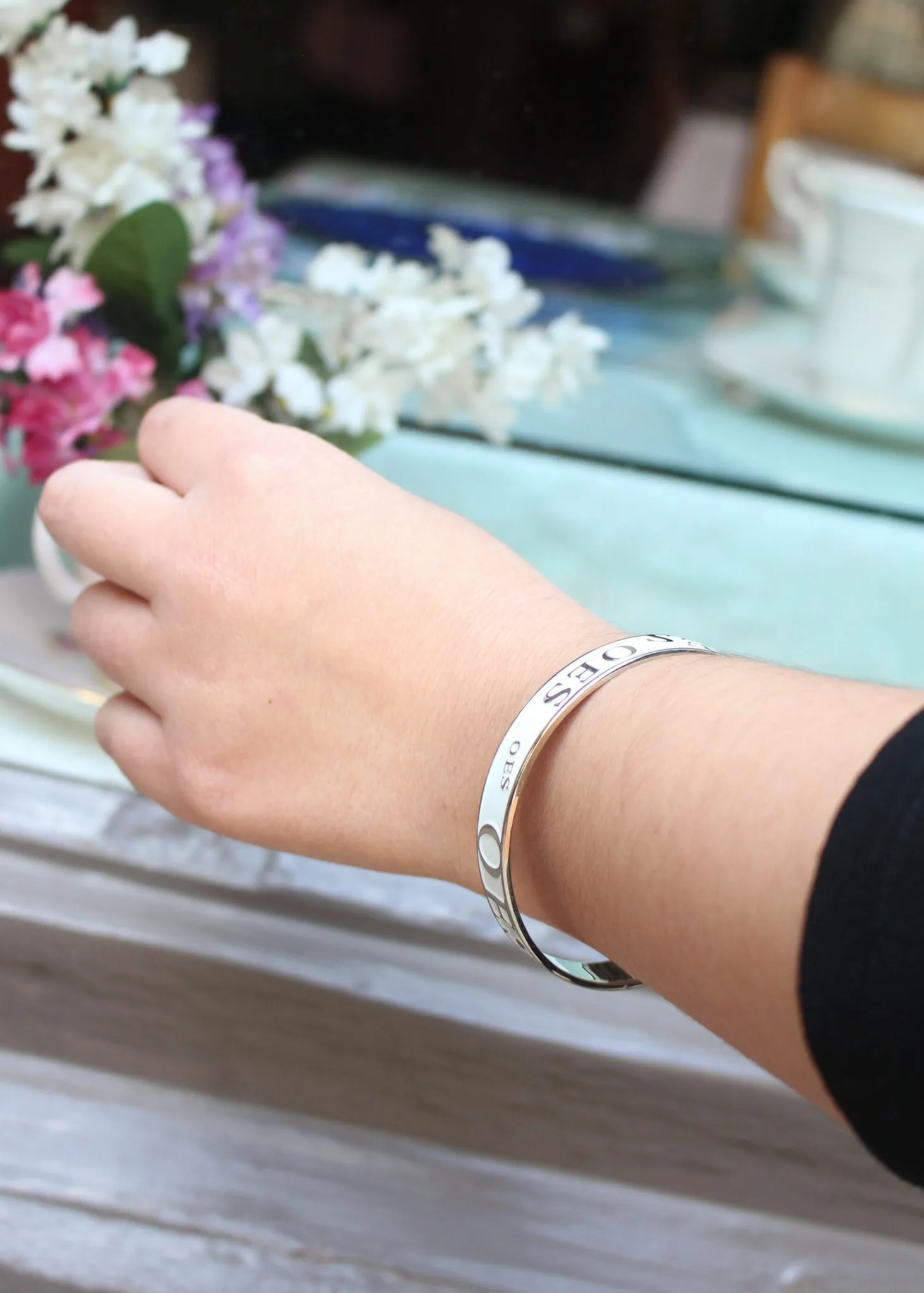 Order of the Eastern Star OES Bangle Bracelet with White Enamel