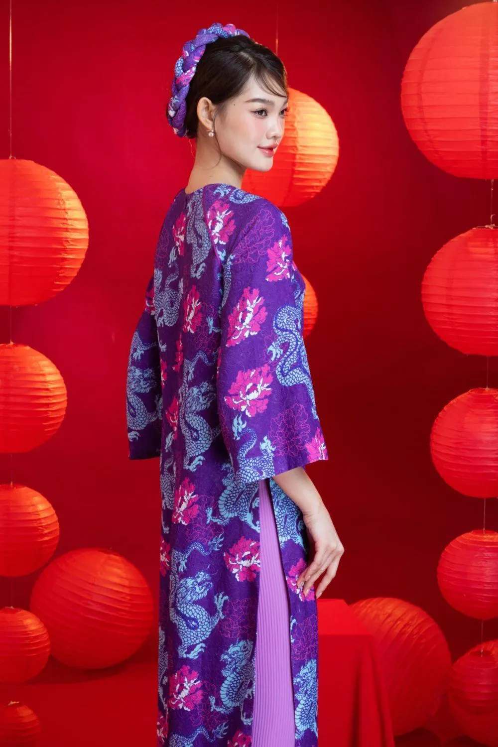 Palma A-line Wide Sleeved Brocade Ankle Length Ao Dai