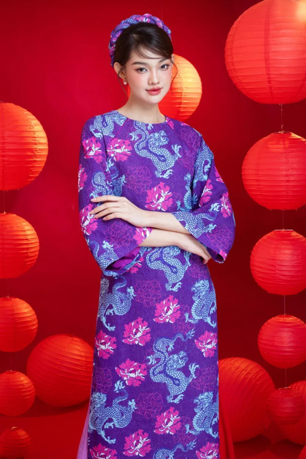 Palma A-line Wide Sleeved Brocade Ankle Length Ao Dai