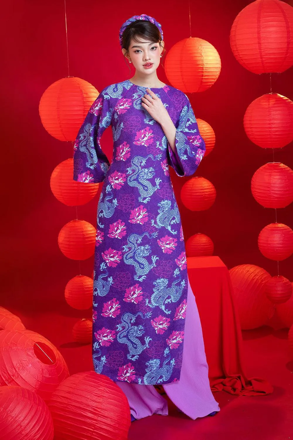 Palma A-line Wide Sleeved Brocade Ankle Length Ao Dai