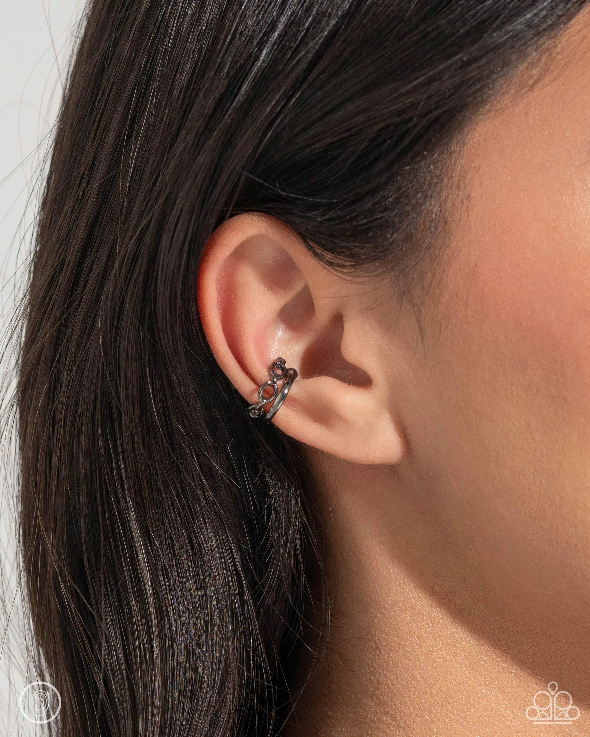 Paparazzi Mandatory Musings Black Ear Cuff Post Earrings