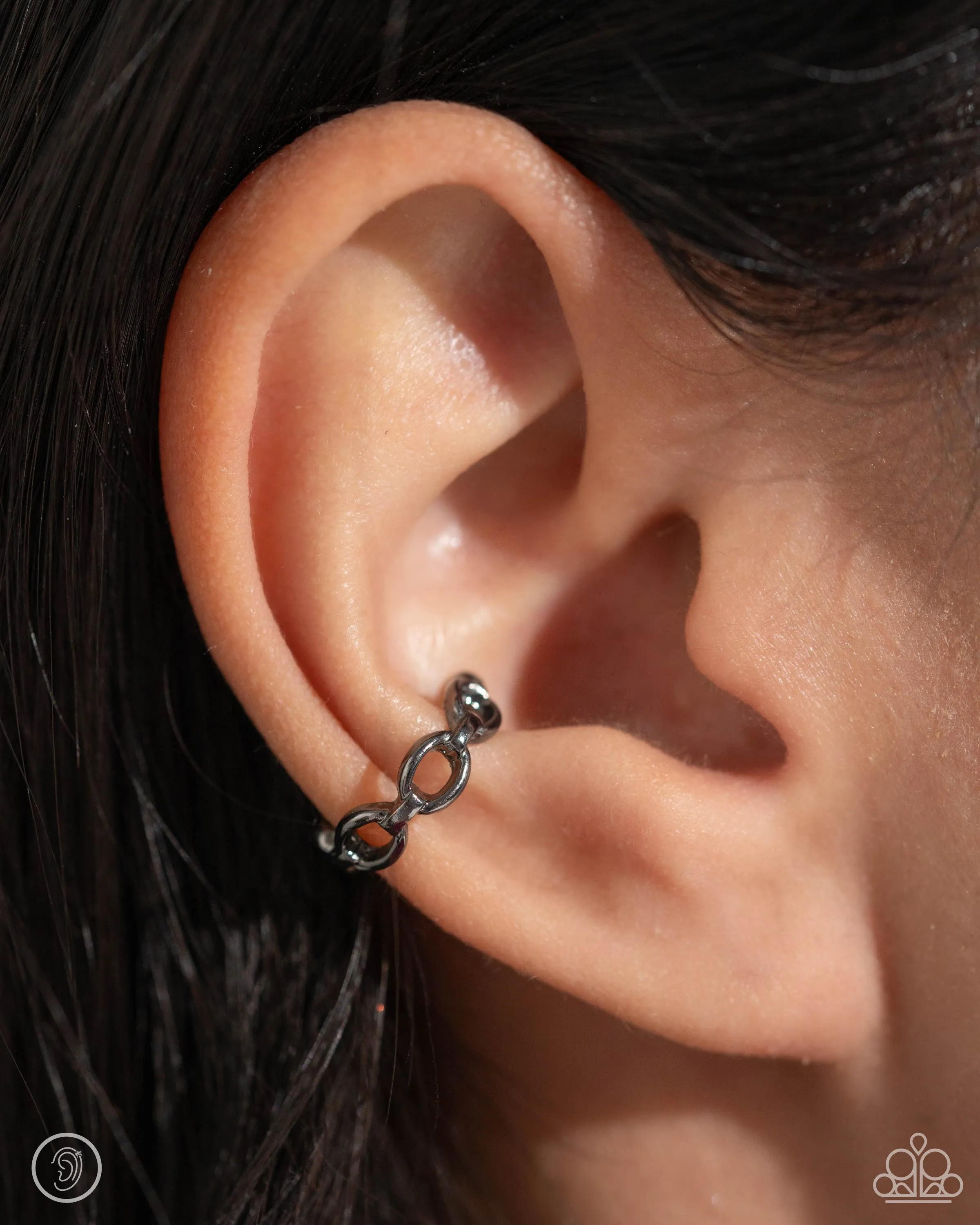 Paparazzi Mandatory Musings Black Ear Cuff Post Earrings