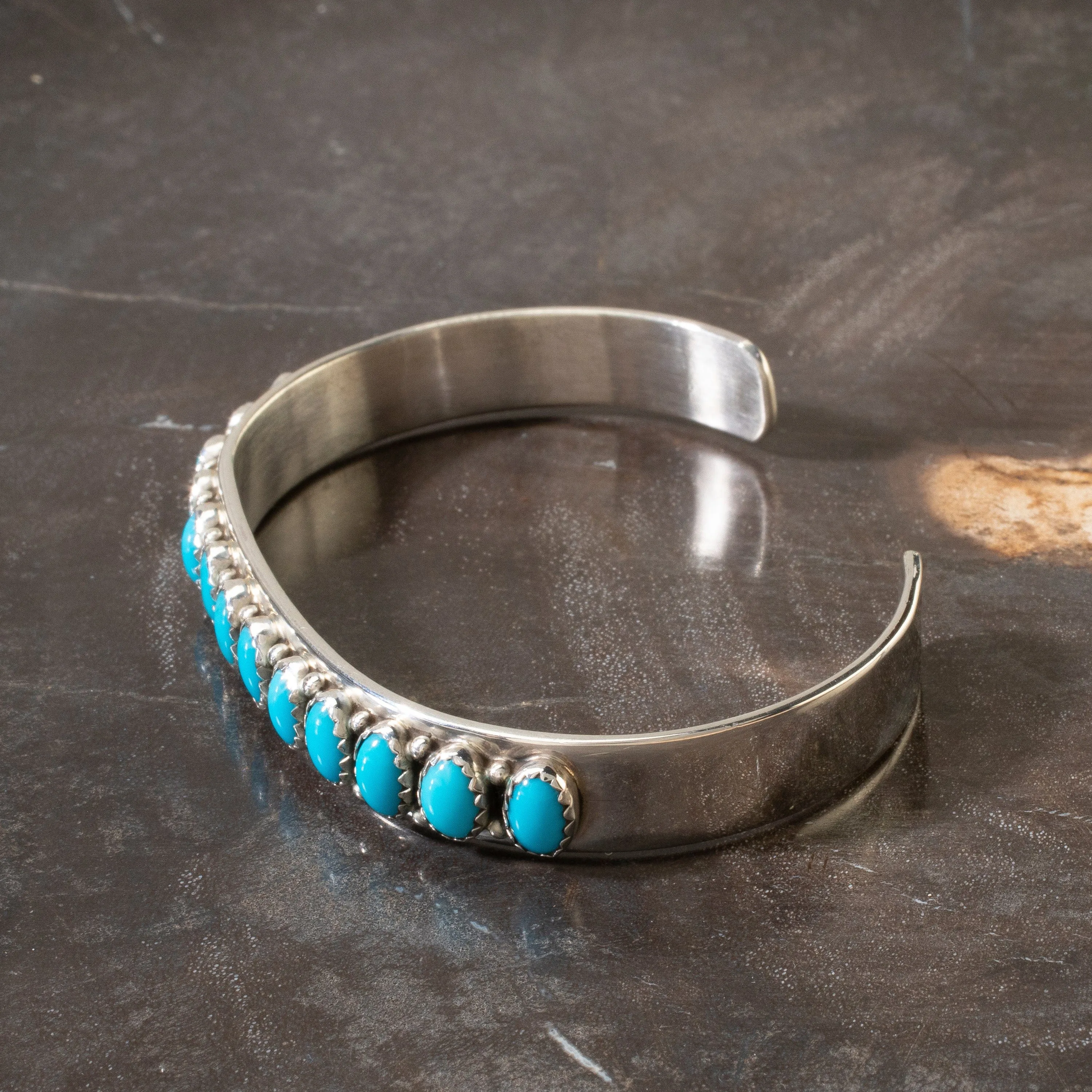 Patrick Yazzie Sleeping Beauty Turquoise Navajo USA Native American Made 925 Sterling Silver Cuff