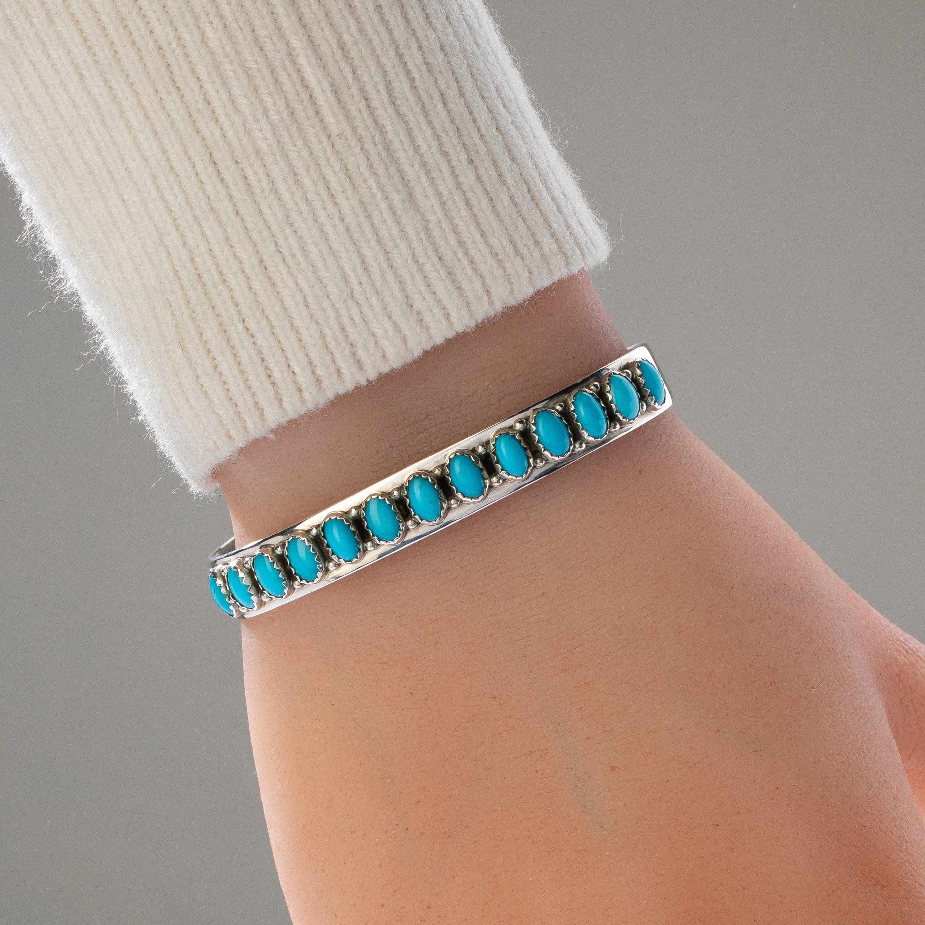 Patrick Yazzie Sleeping Beauty Turquoise Navajo USA Native American Made 925 Sterling Silver Cuff