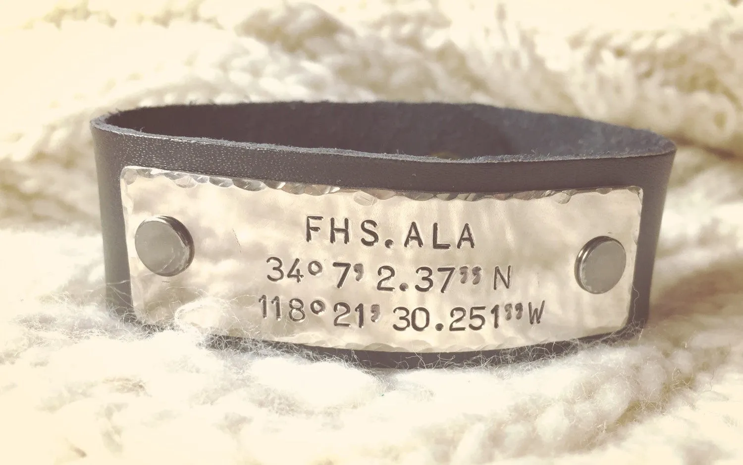 Personalized Motocross Leather Bracelet