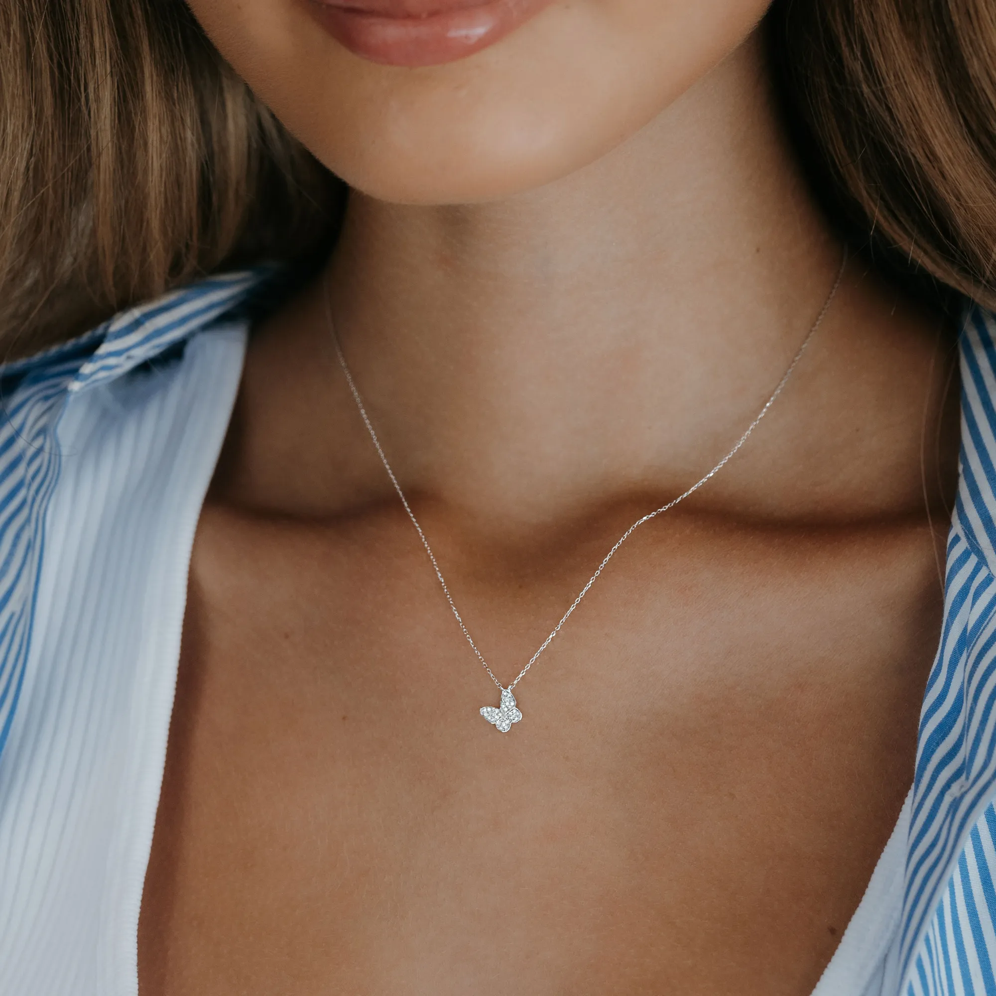 Petite Diamond Butterfly Necklace