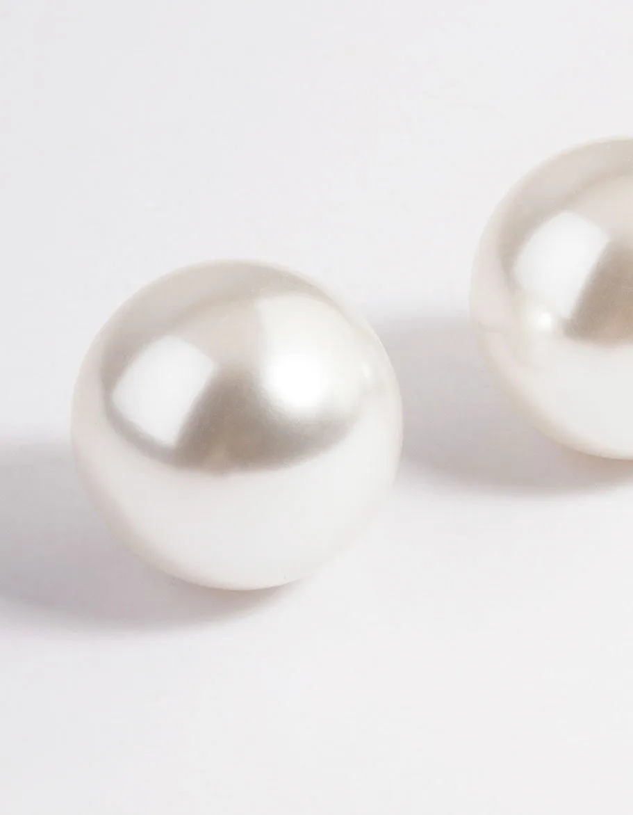 Plastic Giant Pearl Stud Earrings