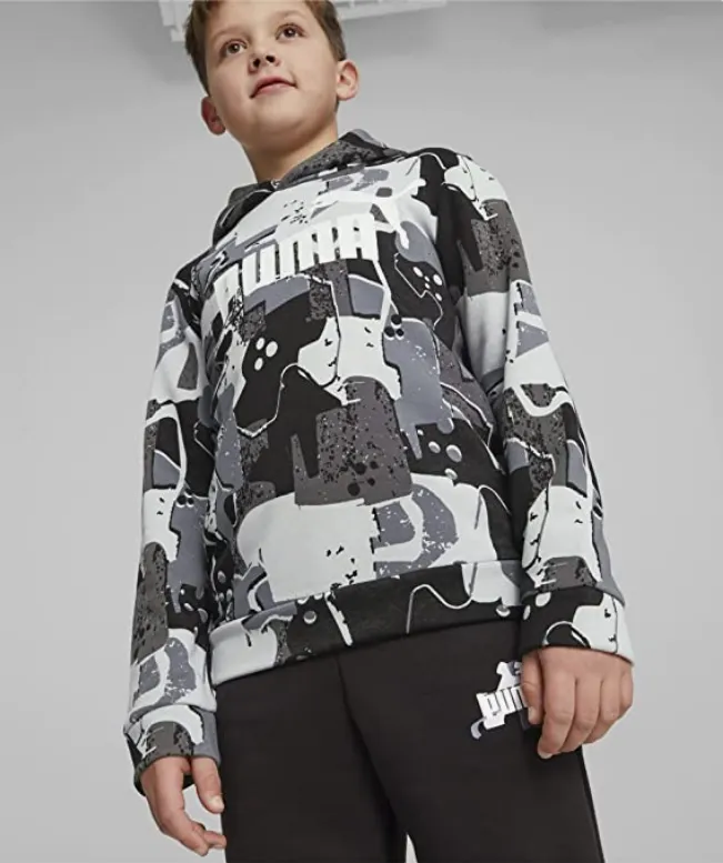 Puma Unisex boys' hoodie ESS  Street Art AOP Hoodie TR B 673271 01 black