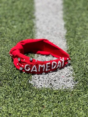 Red and White Game Day Beaded Headband