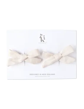 School Girl Linen Bow - Cream