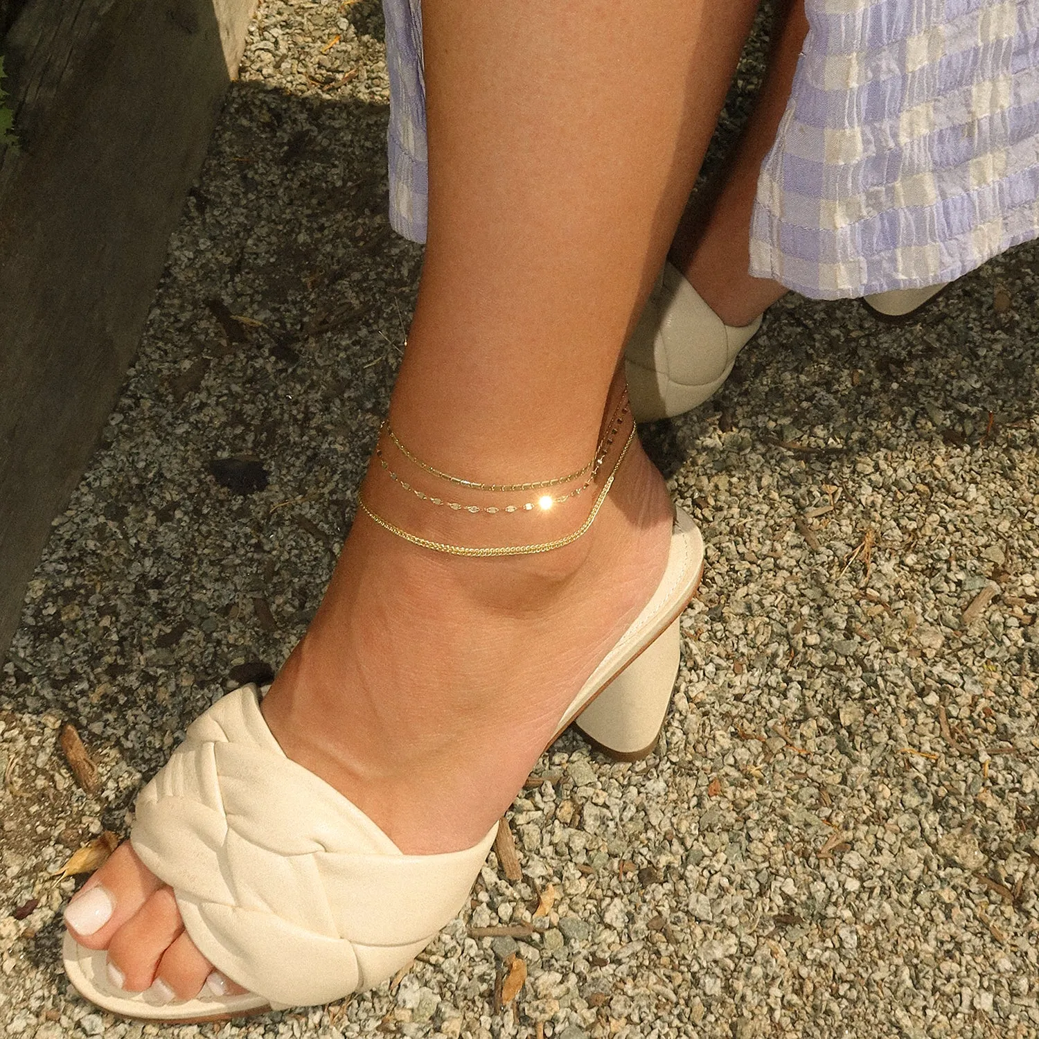 Shimmer Anklet | Solid 14k Gold