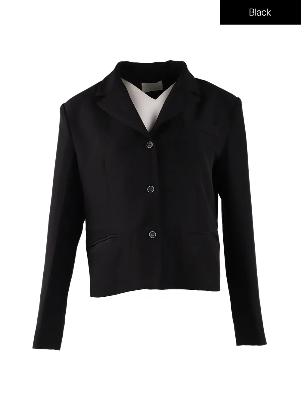 Solid Collar Buttoned Blazer IF408