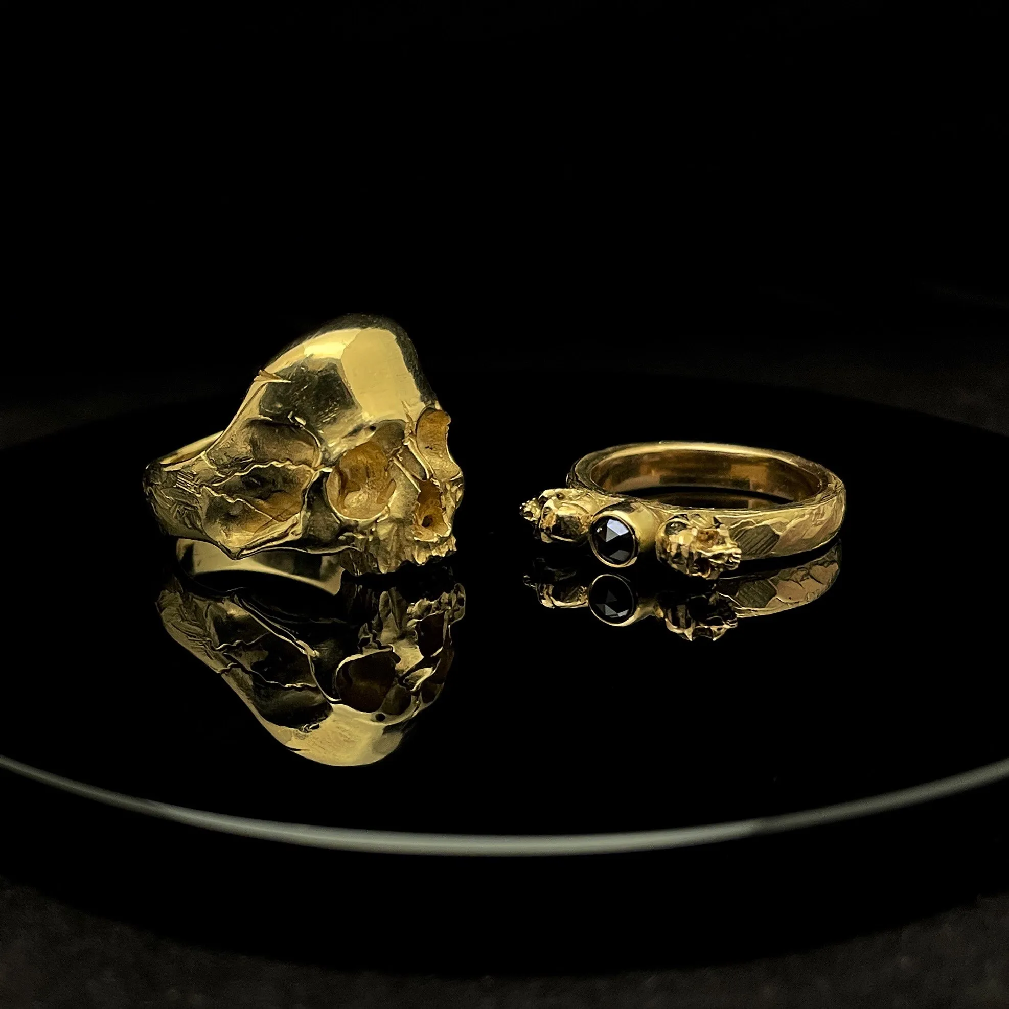 Solid Gold Decay Skull Ring