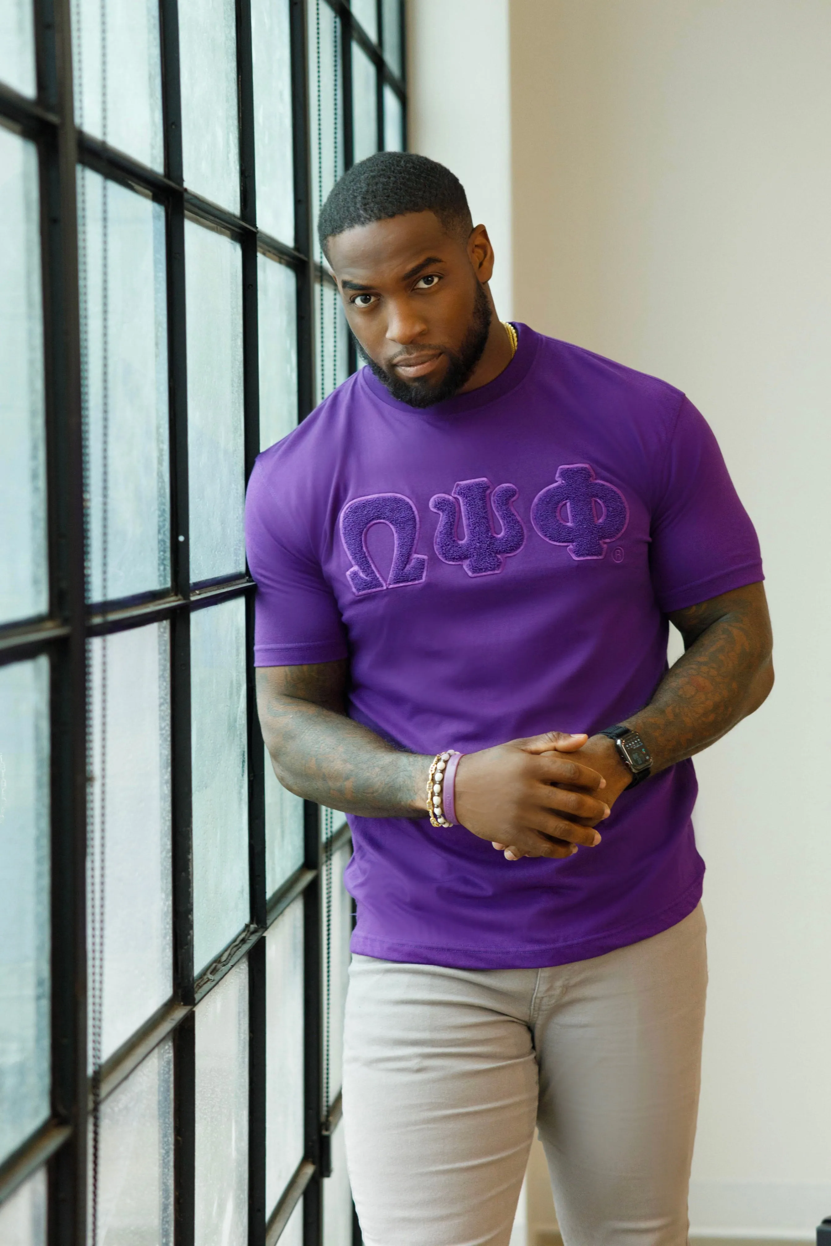 Solid Purple ΩΨΦ Chenille Tee