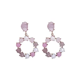 Sterling Silver Pink Cocktail Earrings with Rose Quartz