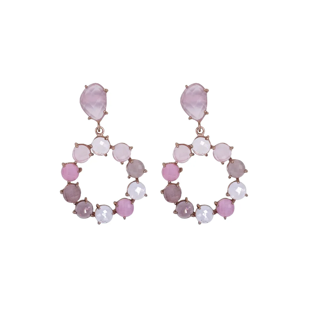 Sterling Silver Pink Cocktail Earrings with Rose Quartz