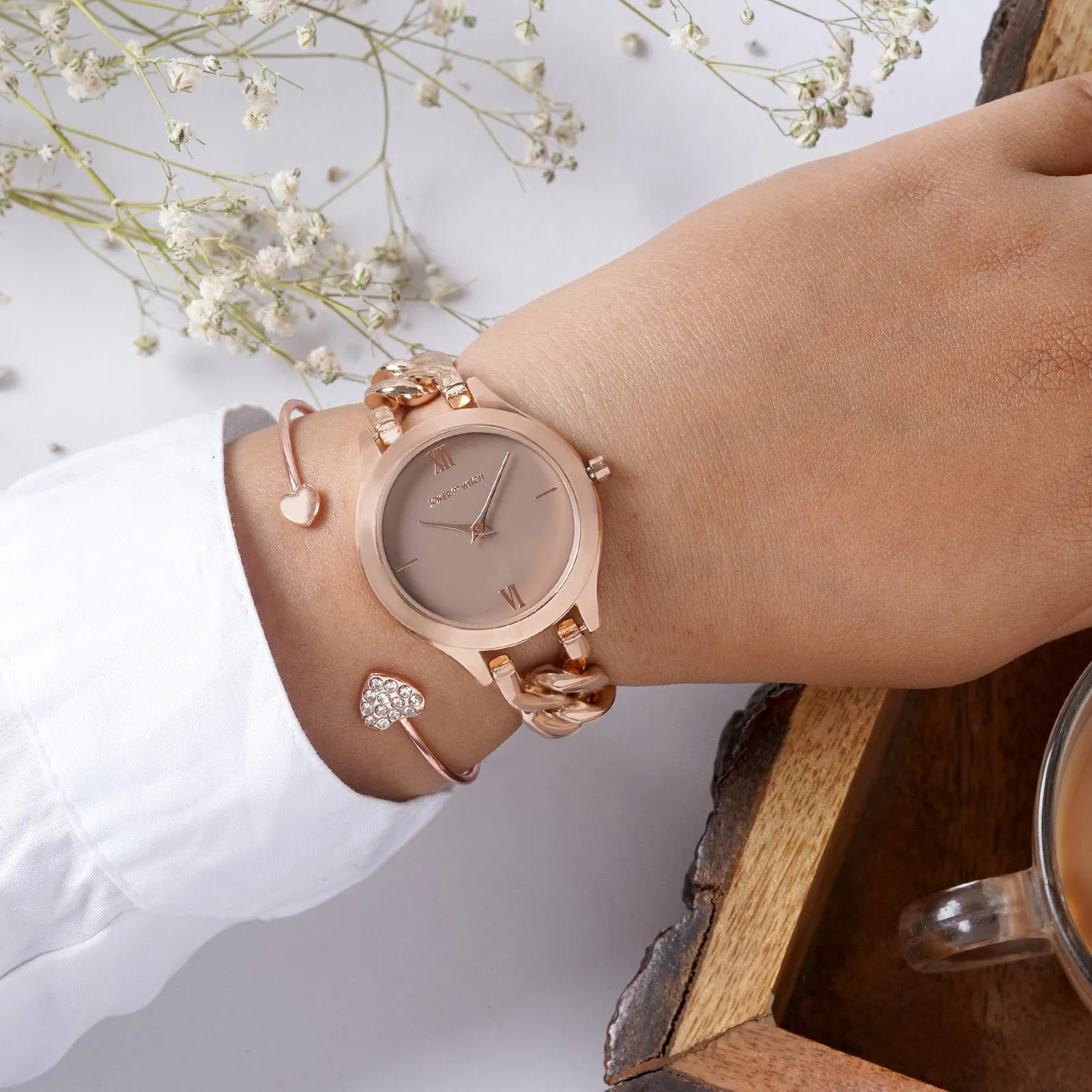 Tori Rose Gold Watch Bracelet Stack