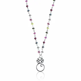 Tourmaline Necklace with Lotus Flower for Tolerance