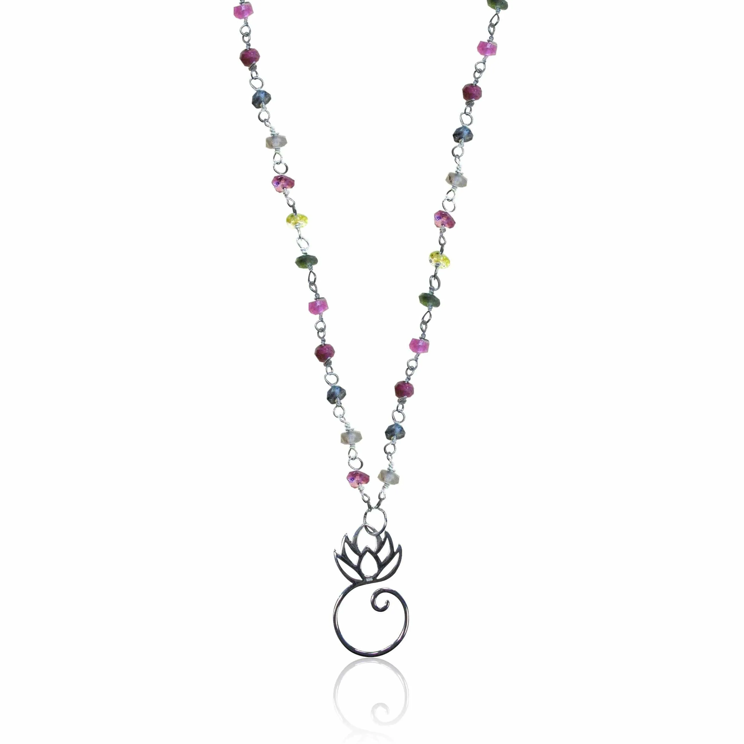 Tourmaline Necklace with Lotus Flower for Tolerance