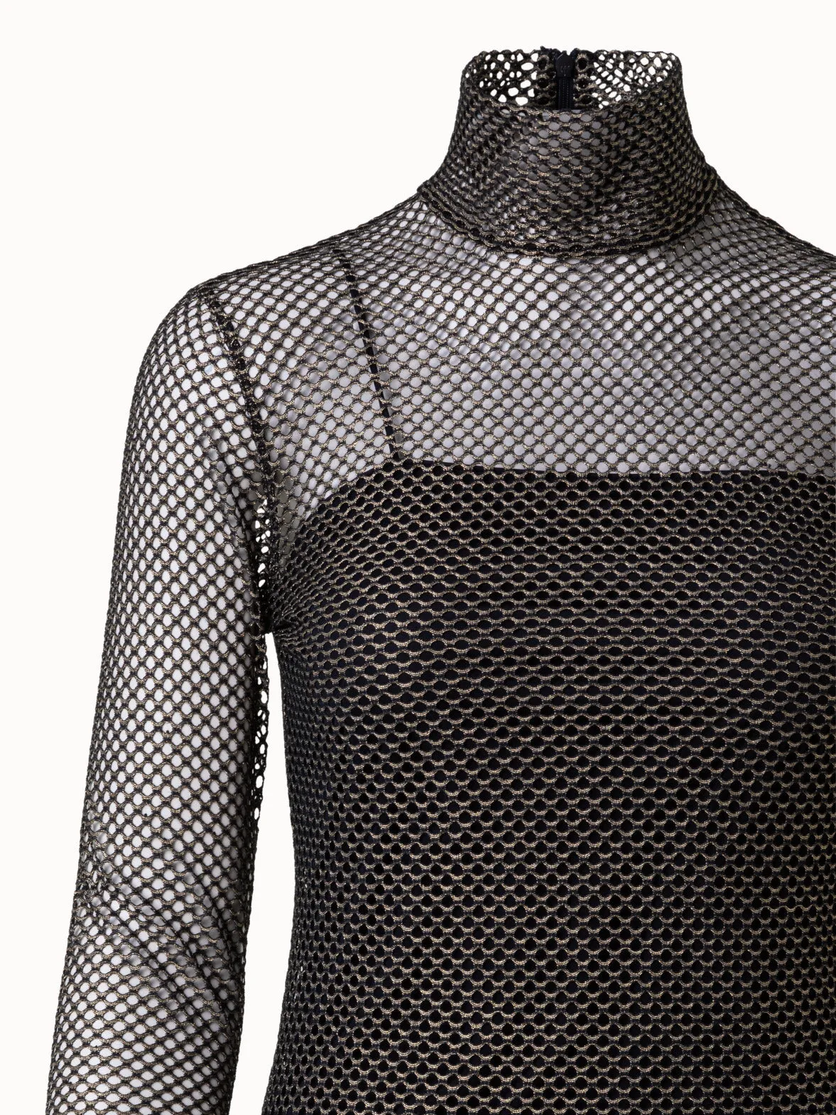 Transparentes Top aus Stretch-Lurex-Mesh