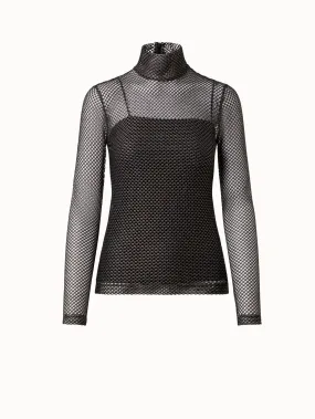 Transparentes Top aus Stretch-Lurex-Mesh