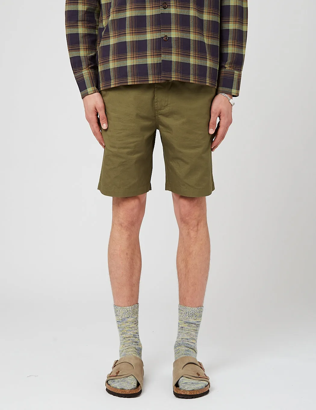 Universal Works Long Track Shorts - Olive Green