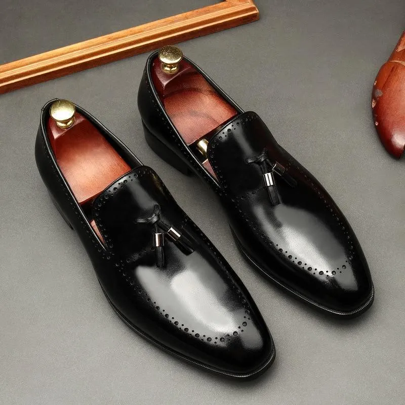 Vincenzo Patent Leather Tassel Loafer Shoes For Men