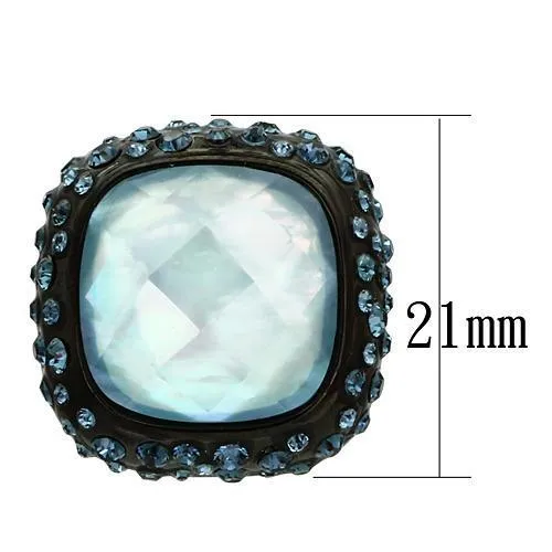 VL065 IP Black(Ion Plating) Brass Earrings with Synthetic in Sea Blue