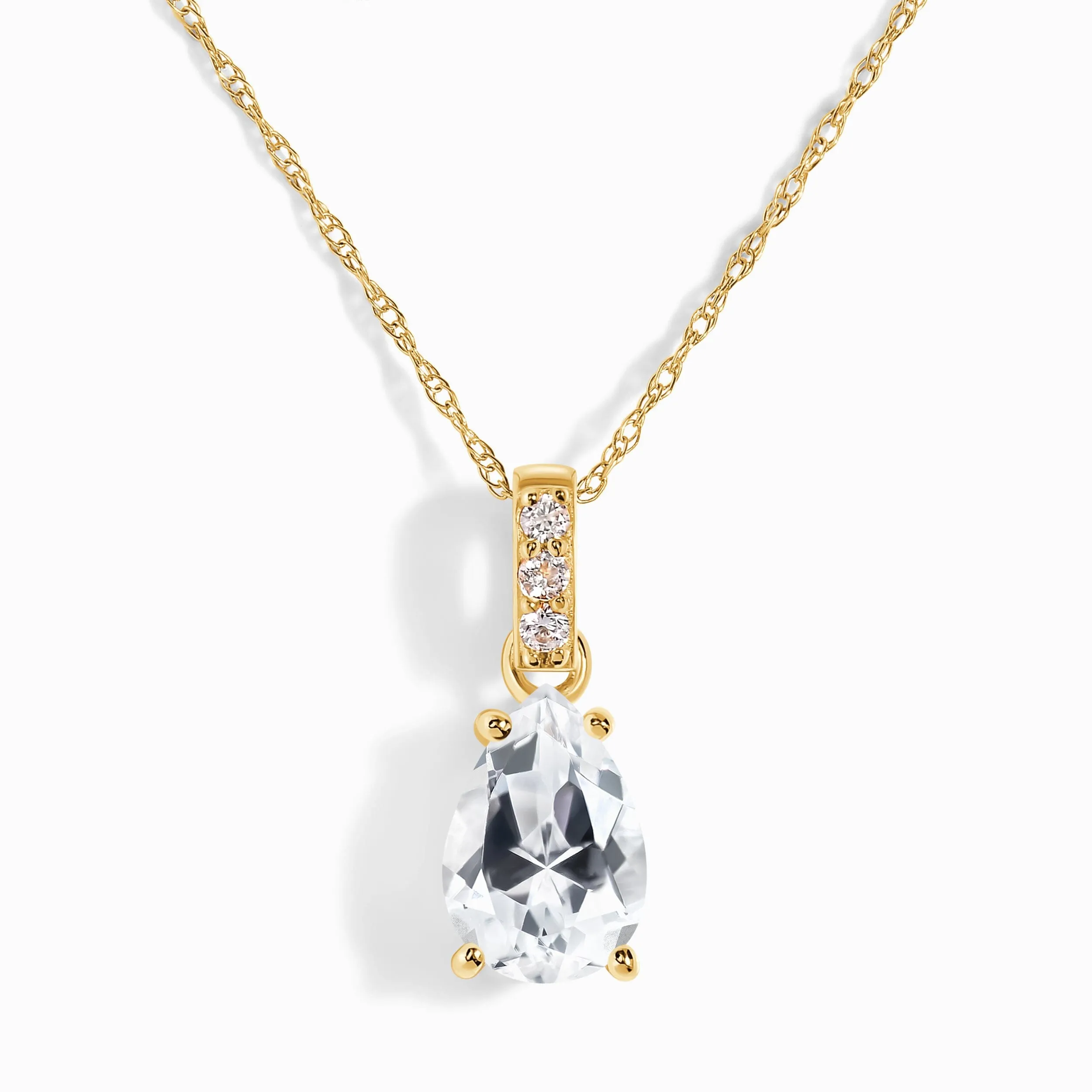 White Topaz Diamond Necklace Sway - April Birthstone