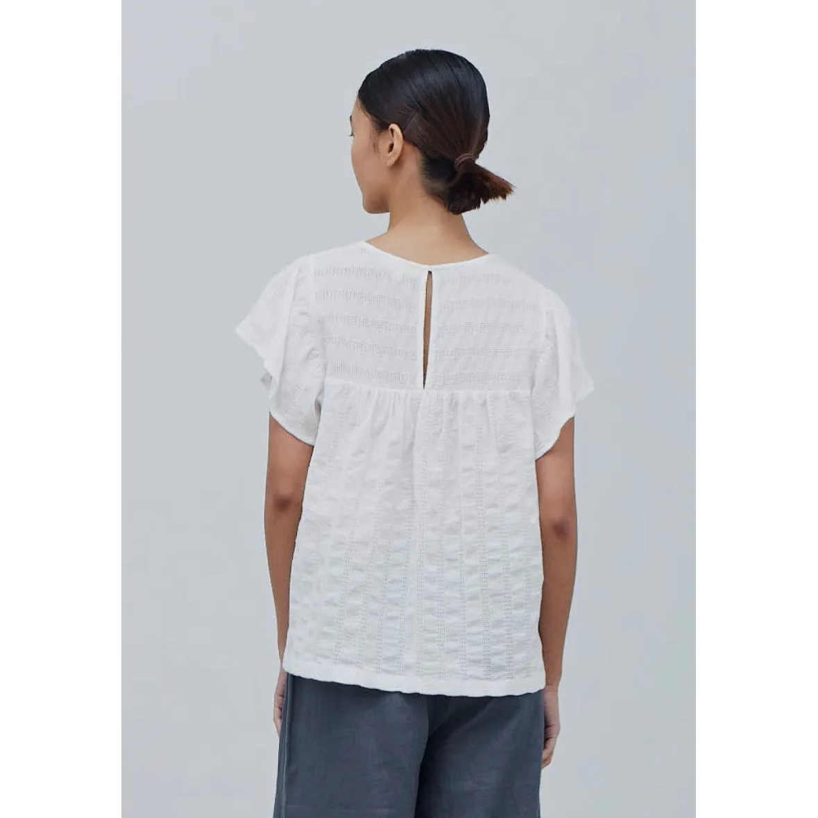 Wynn Off White Cotton Blouse Grade and Gather