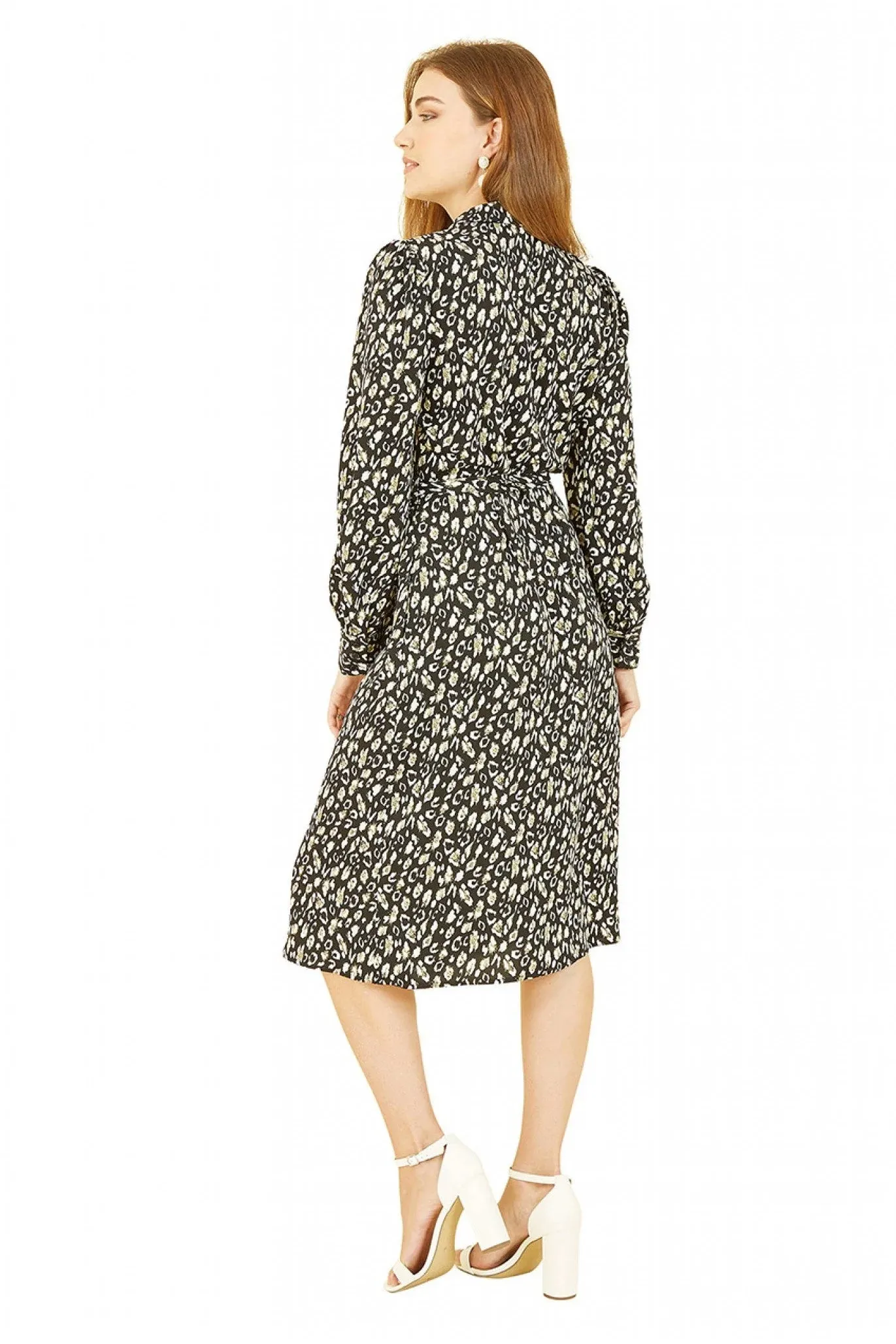 Yumi Black Leopard Print Shirt Dress