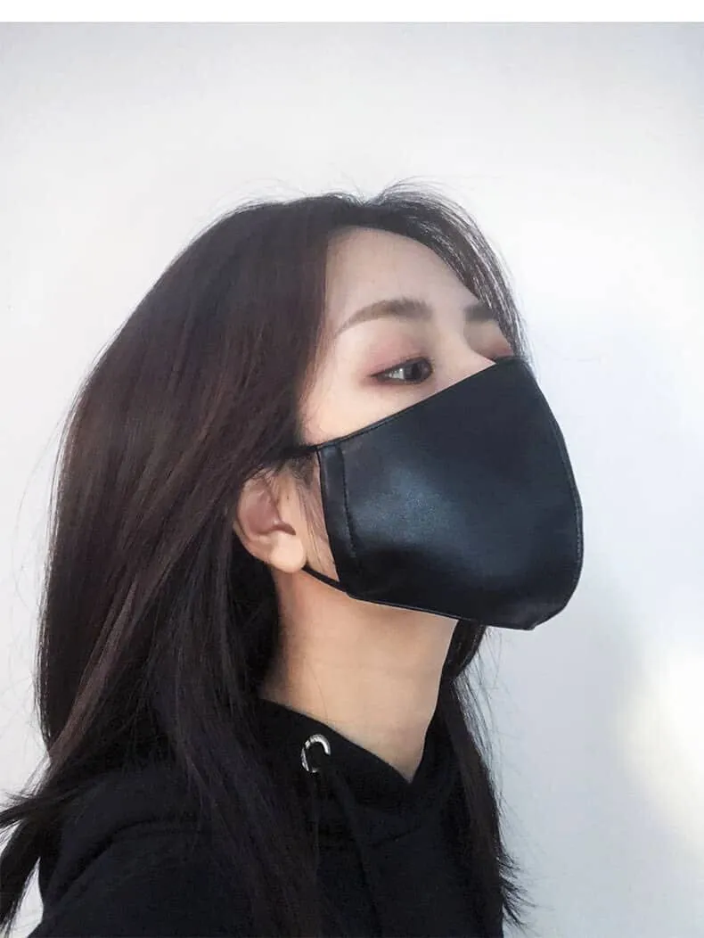 Yuzuki Vegan Leather Face Mask - Black